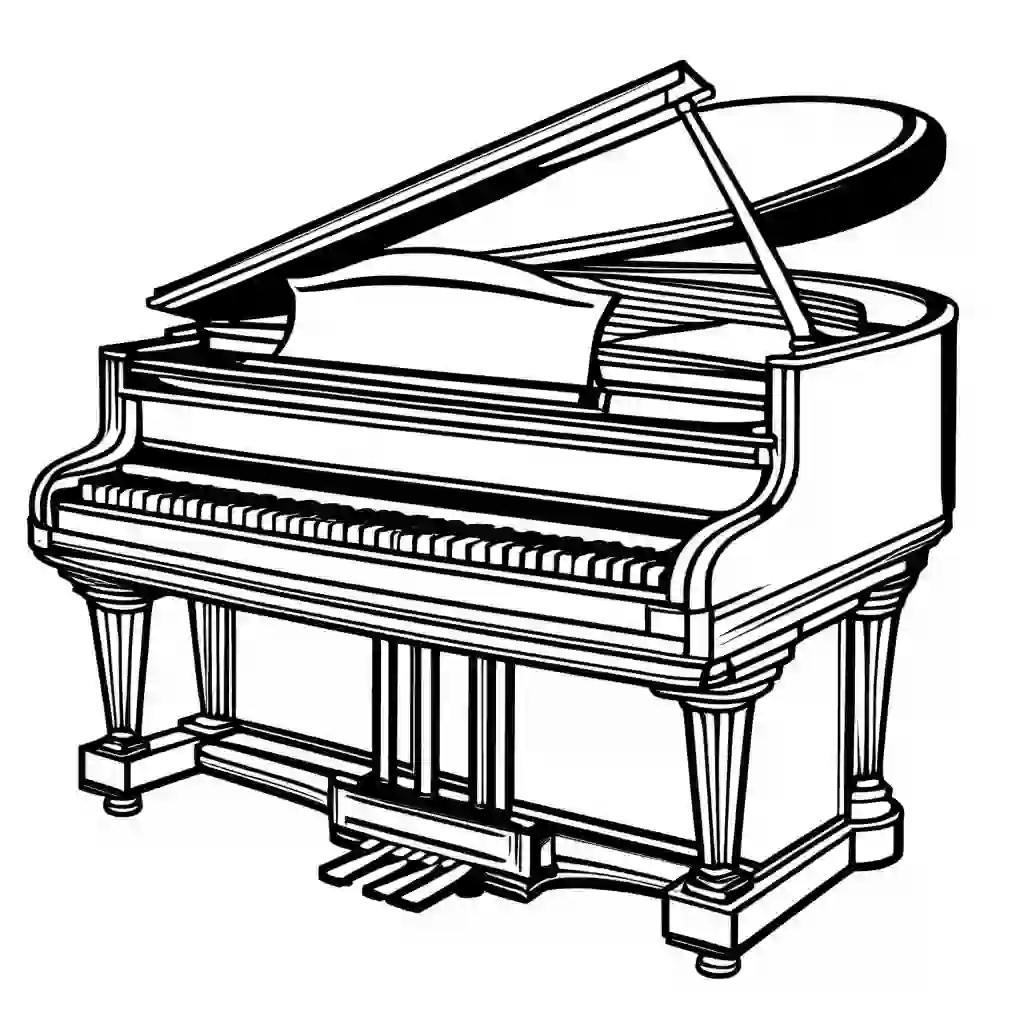 Electric piano coloring pages